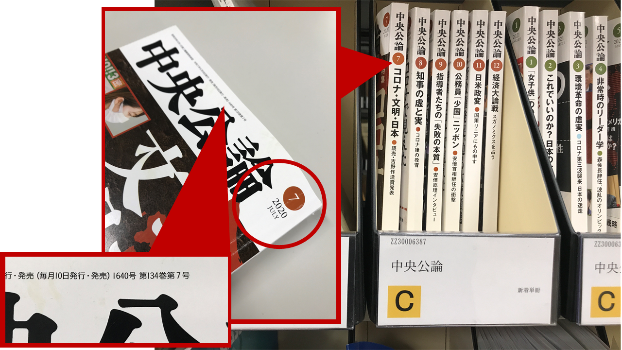 書架と雑誌の写真